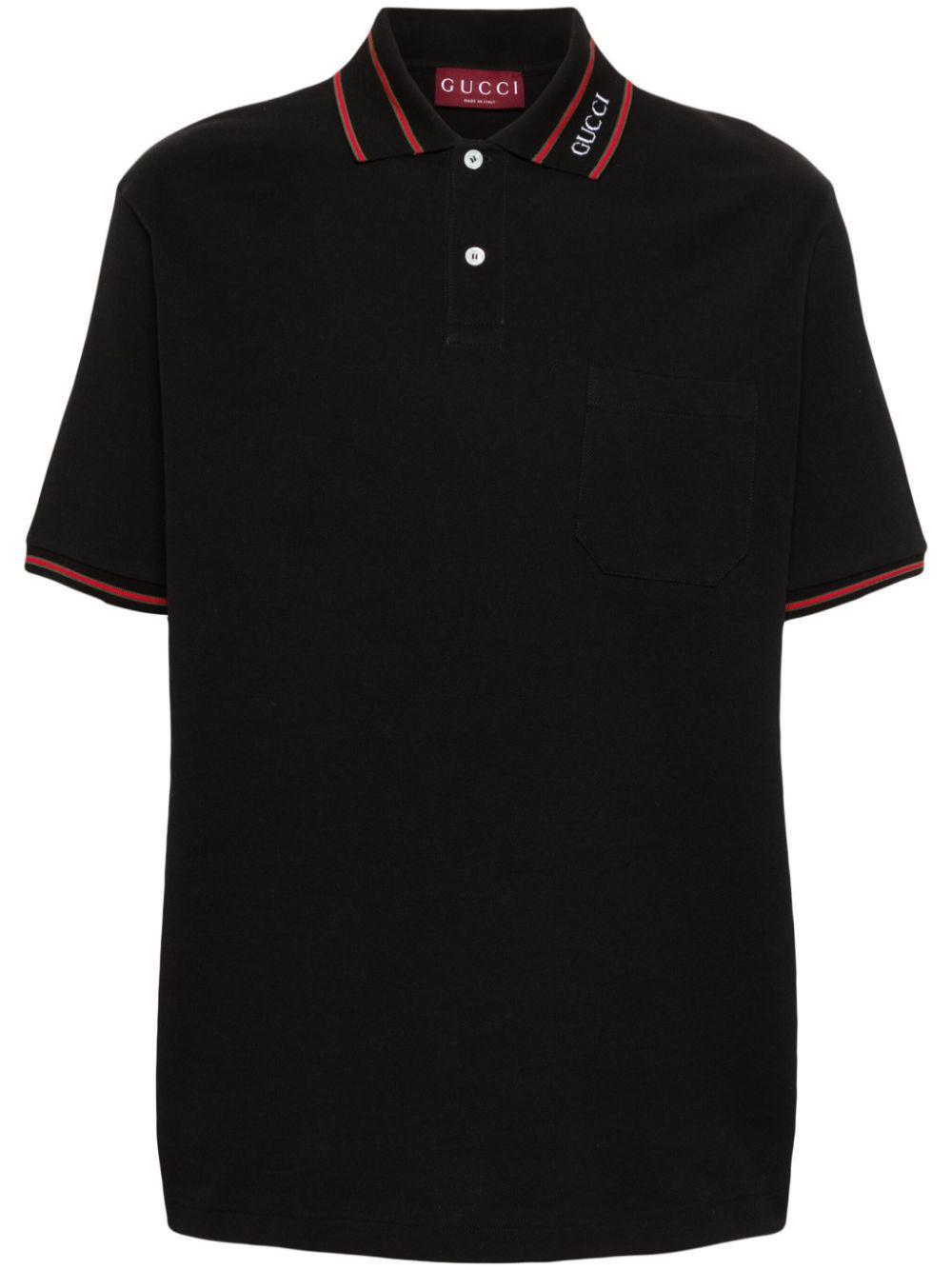 GUCCI Polo Con Colletto Web In Black Product Image