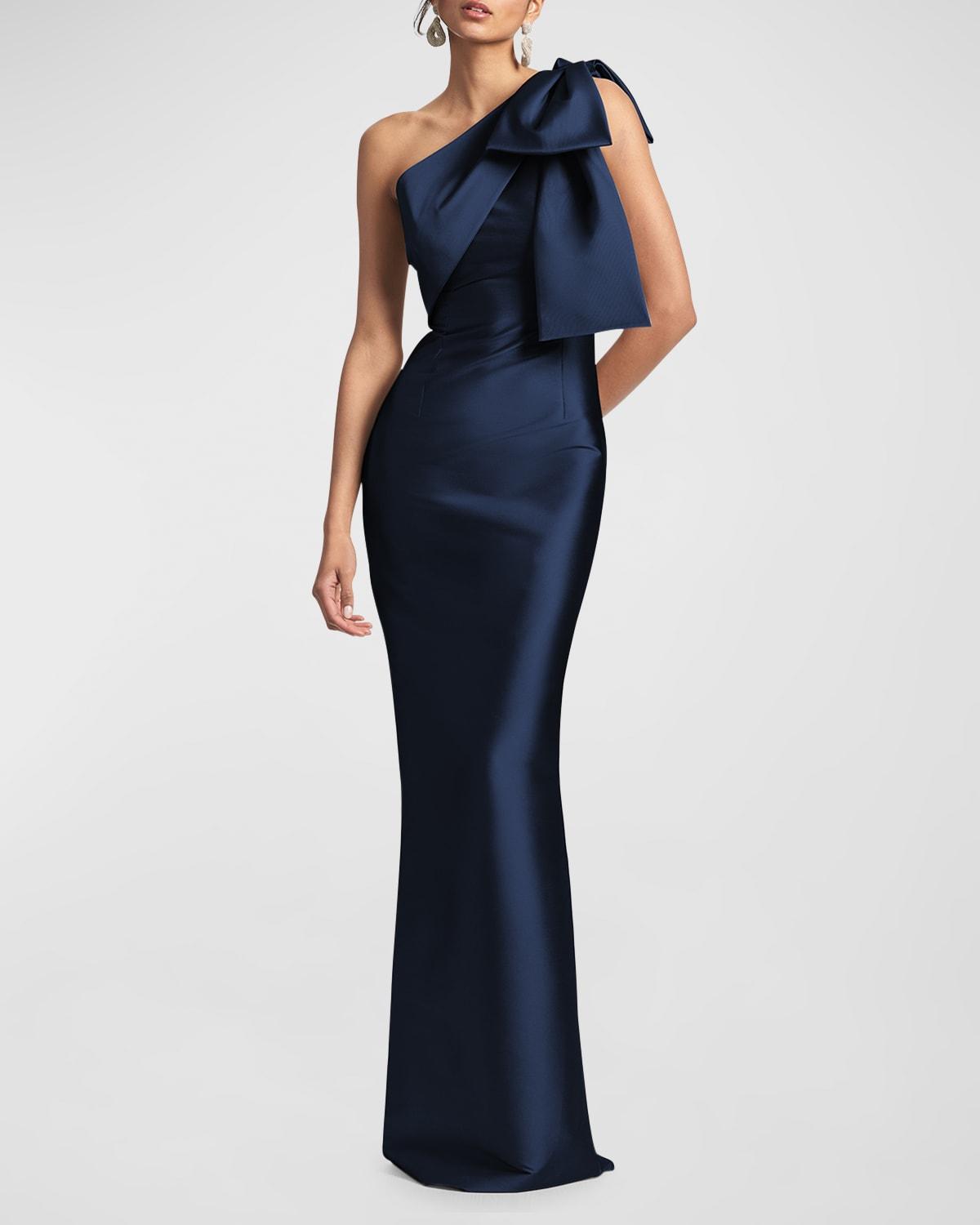 Womens Bonnie Satin One-Shoulder Gown Product Image