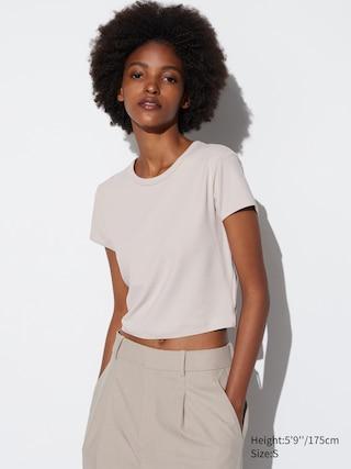 Womens Ultra Stretch Airism Cropped T-Shirt Natural 2XL UNIQLO US Product Image