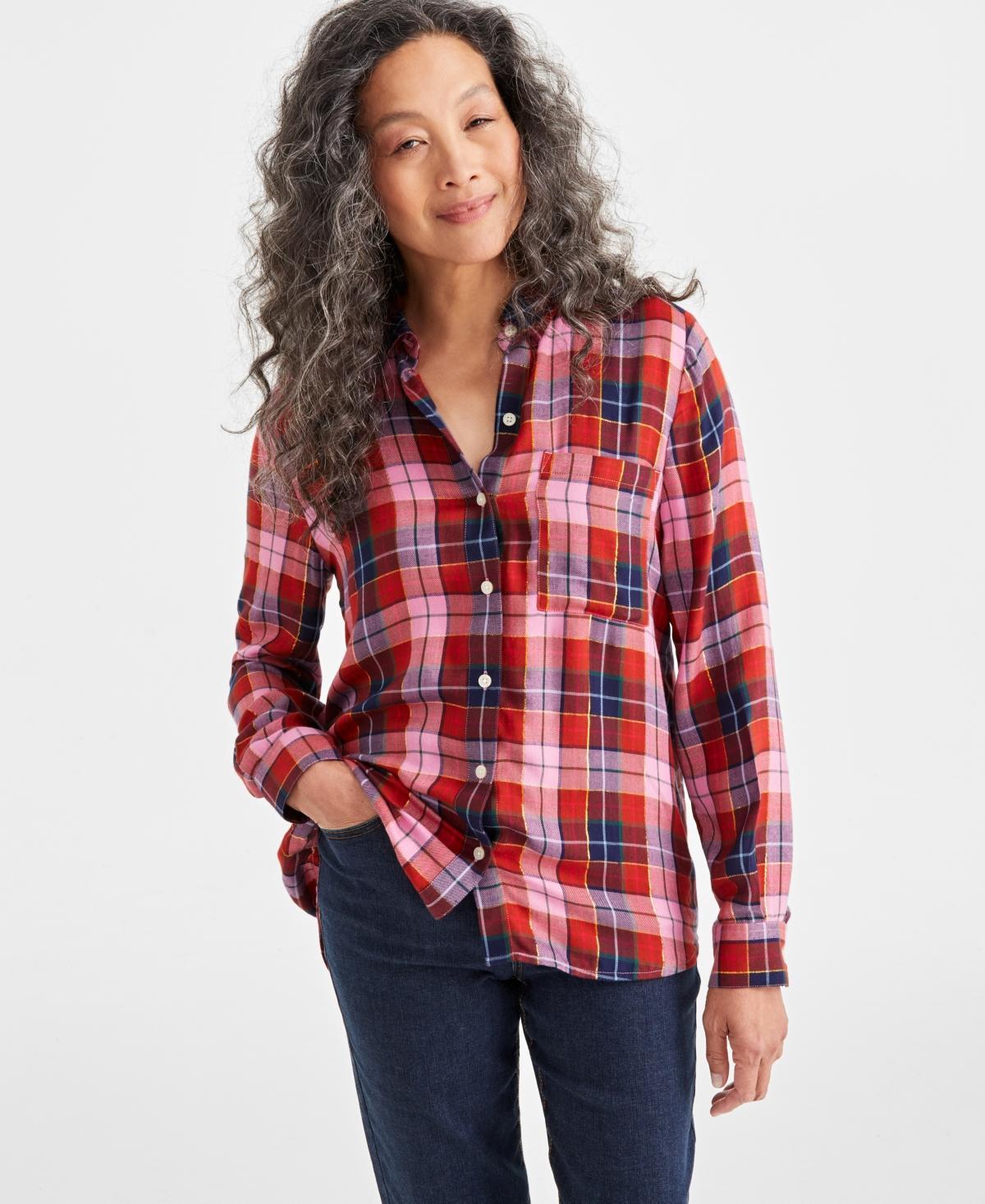 Style & Co Womens Sprinkle Plaid Perfect Shirt, Created for Macys product image