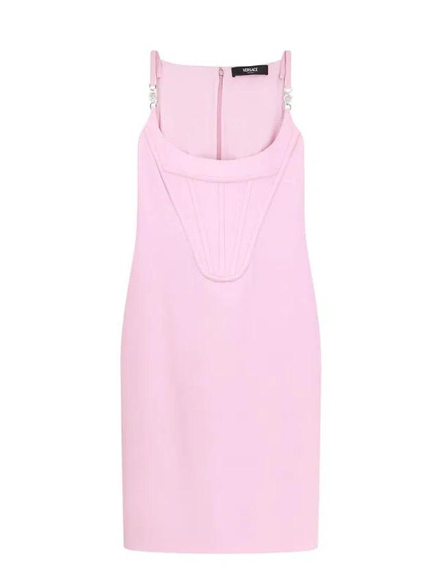 VERSACE Corset Midi Dress In Pink Product Image