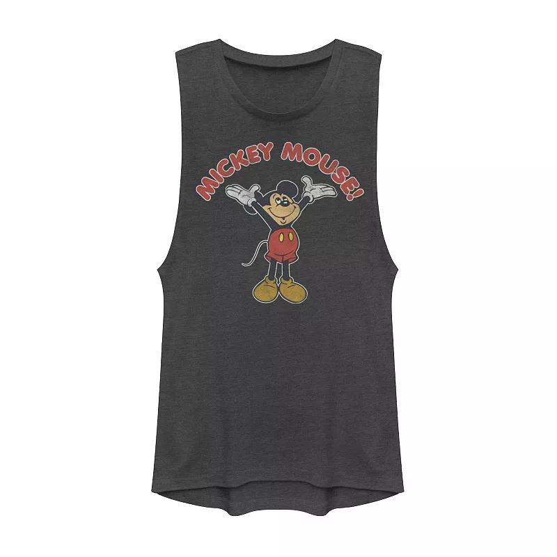 Disneys Mickey And Friends Mickey Retro Muscle Tank Top, Girls Grey Product Image