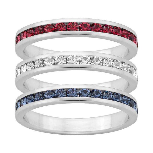 Traditions Jewelry Company Red, White & Blue Crystal Sterling Silver Eternity Ring Set, Womens Multicolor Product Image