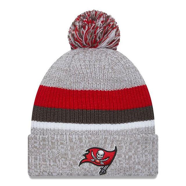 Mens New Era Heather Gray Tampa Bay Buccaneers Cuffed Knit Hat with Pom Product Image