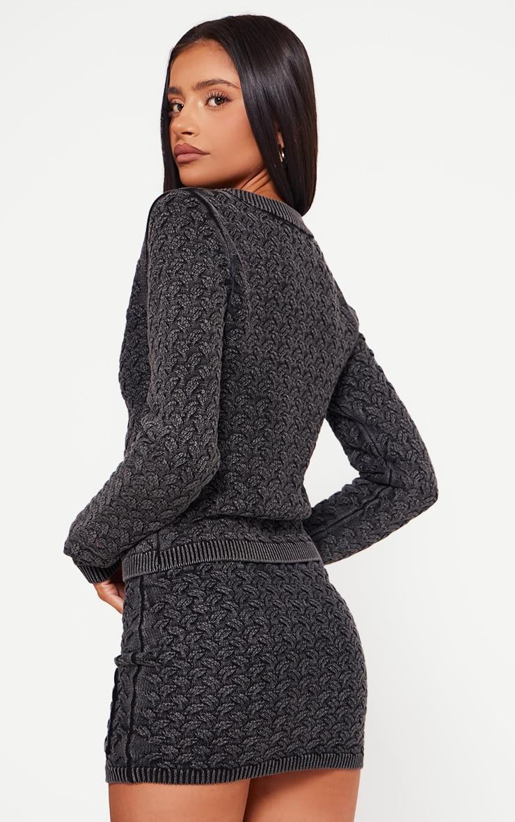 Petite Black Cable Knit Jacket Product Image