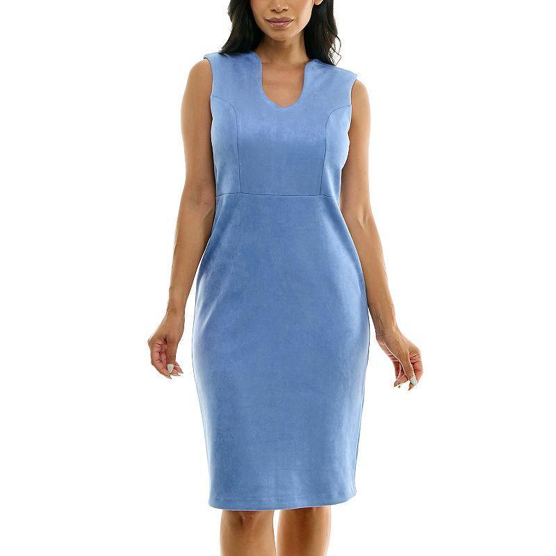 Womens Nina Leonard U-Neck Midi Dress Grey Product Image