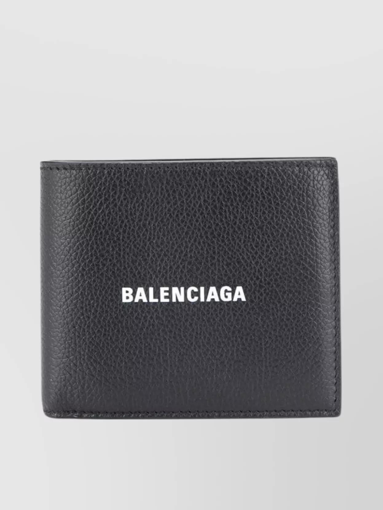 BALENCIAGA Square Folded Leather Wallet In Black Product Image