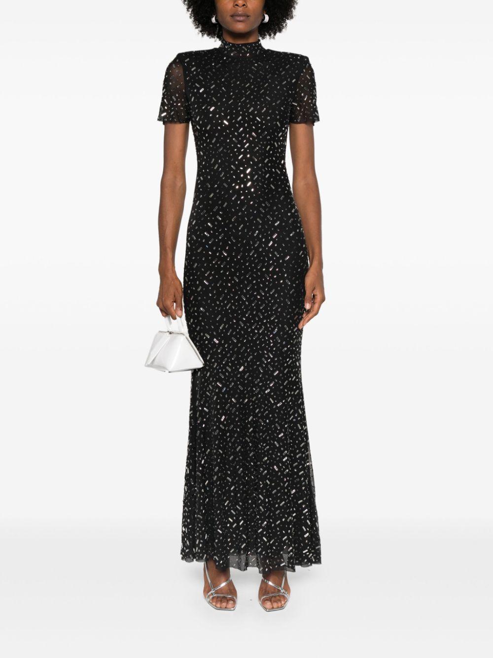 Embellished Mesh Maxi Dress In Black Product Image