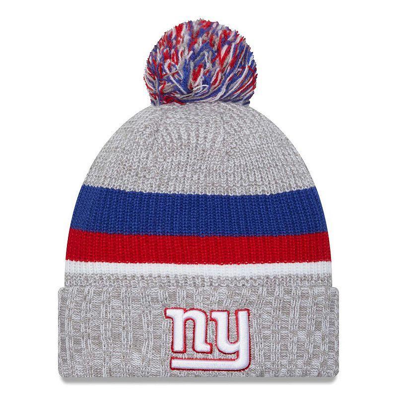 Mens New Era Heather Gray New York Giants Cuffed Knit Hat with Pom Product Image