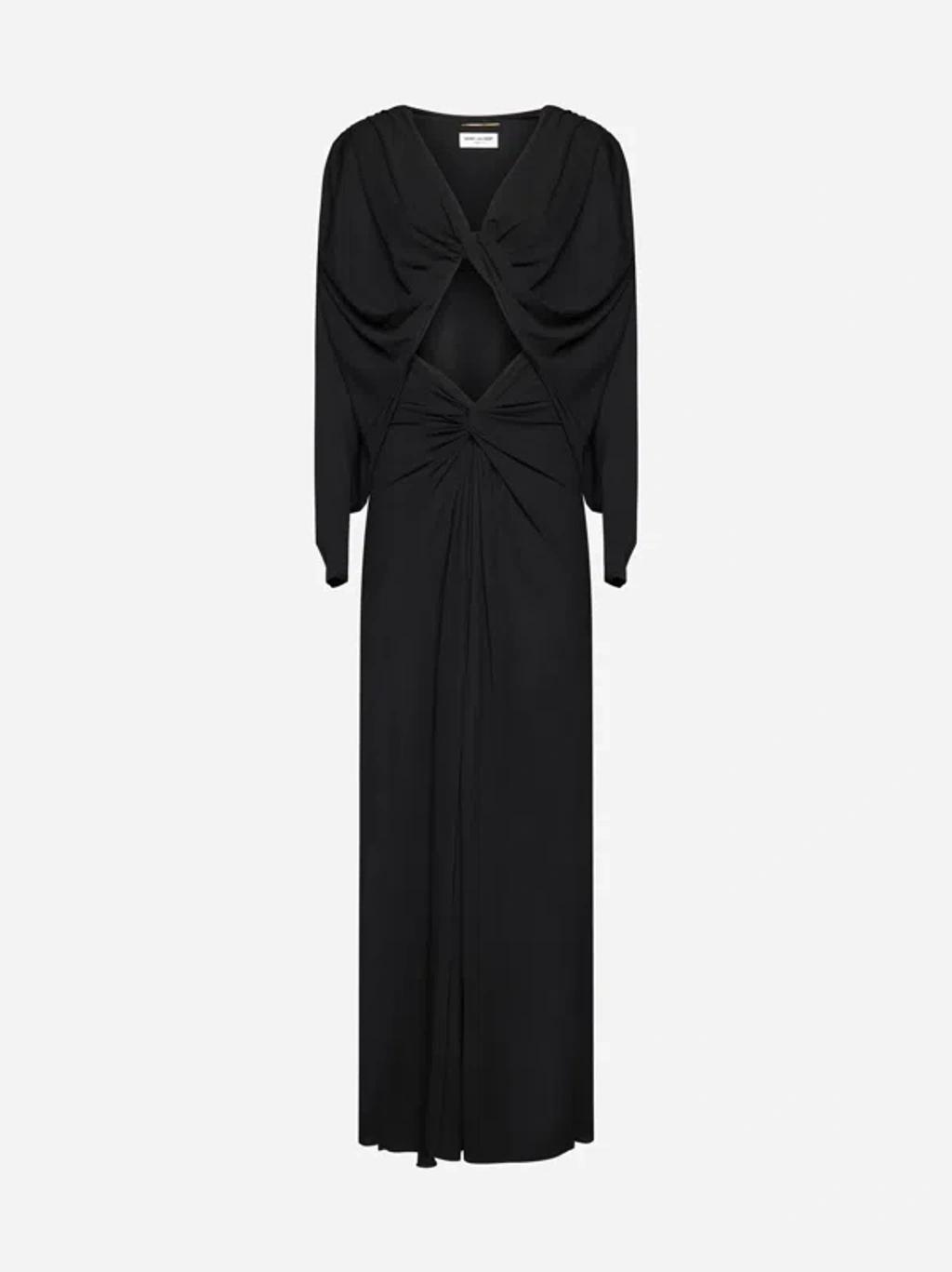 SAINT LAURENT Cut-out Long-sleeved Dress In Black Product Image