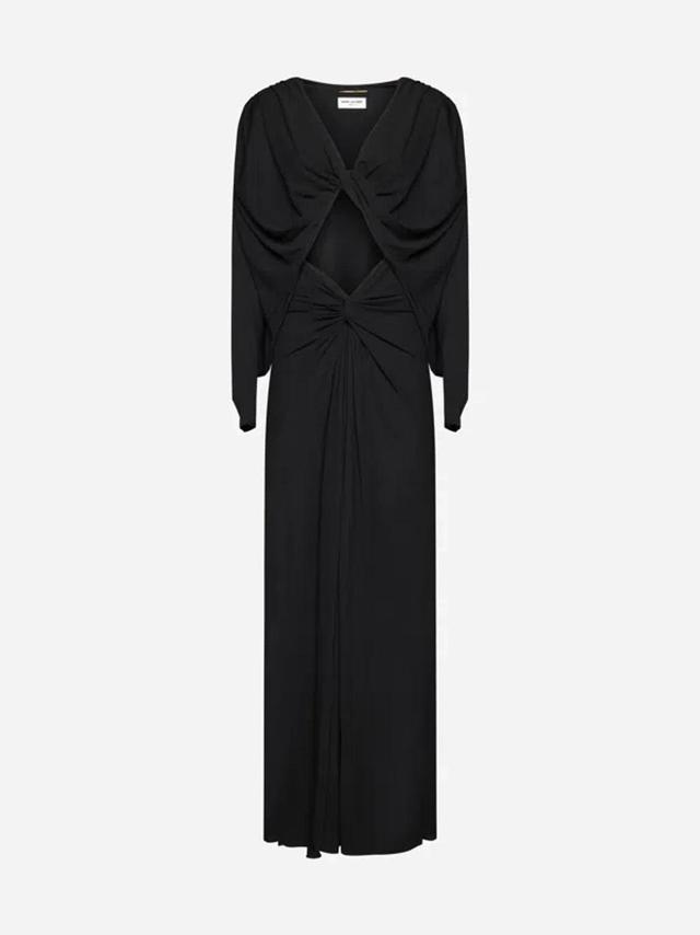 SAINT LAURENT Cut-out Long-sleeved Dress In Black Product Image