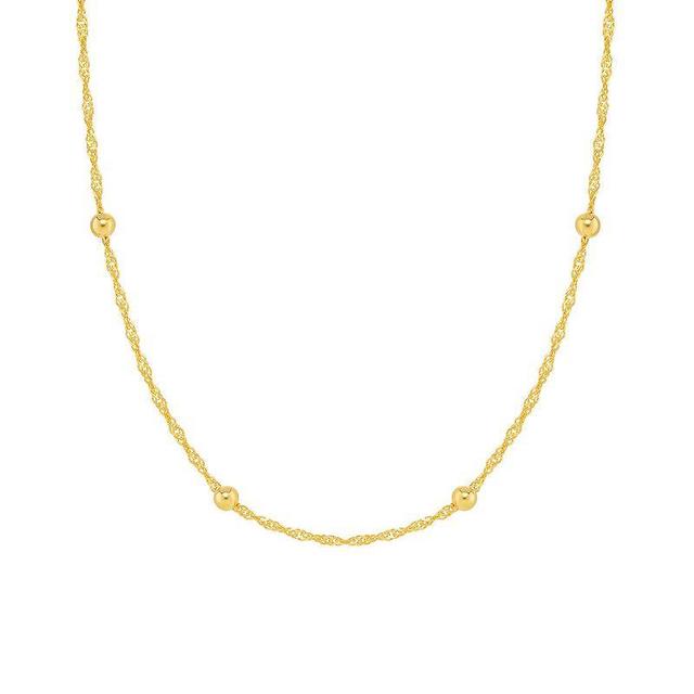 PRIMROSE 24k Gold Over Silver Station Bead Singapore Chain Necklace, Womens Yellow Gold Tone Product Image