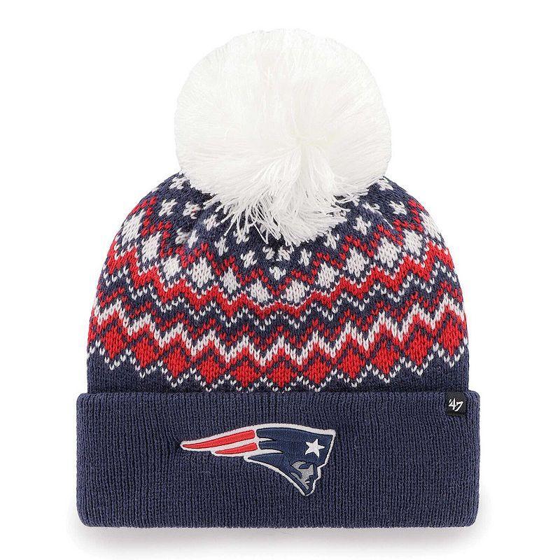 Womens 47 New England Patriots Elsa Cuffed Knit Hat with Pom, Blue Product Image