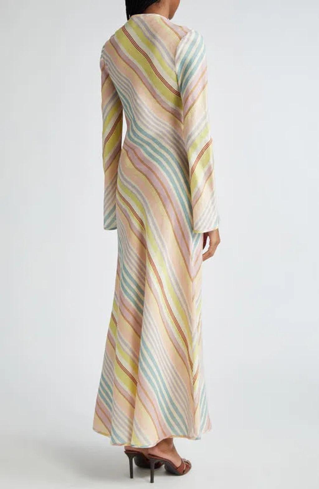 ZIMMERMANN Halliday Floral-cotton Bias-cut Maxi Dress In Multi Stripe Product Image