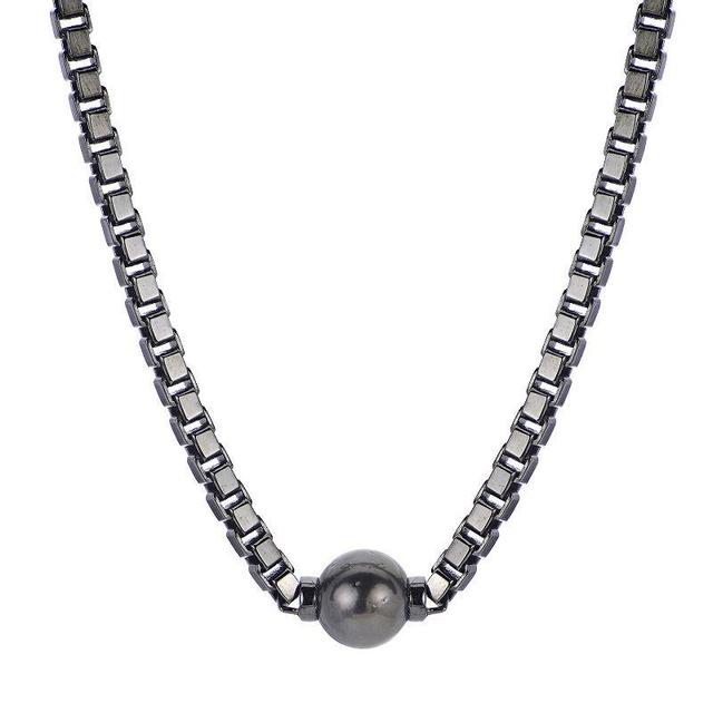 Mens PearLustre by Imperial Sterling Silver Black Tahitian Cultured Pearl Box Chain Necklace Product Image