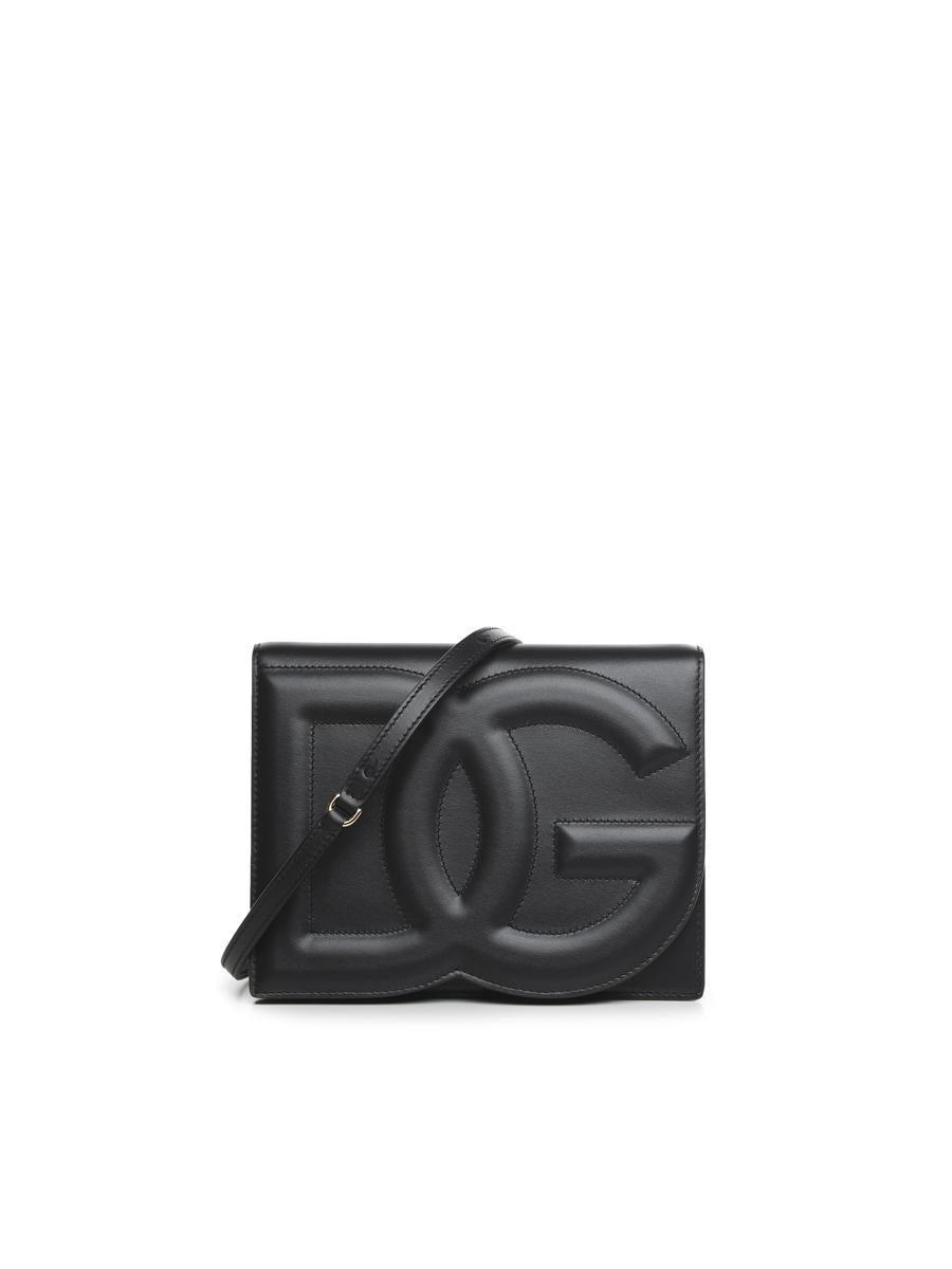 Logo Bag Shoulder Bag In Calfskin In Black Product Image