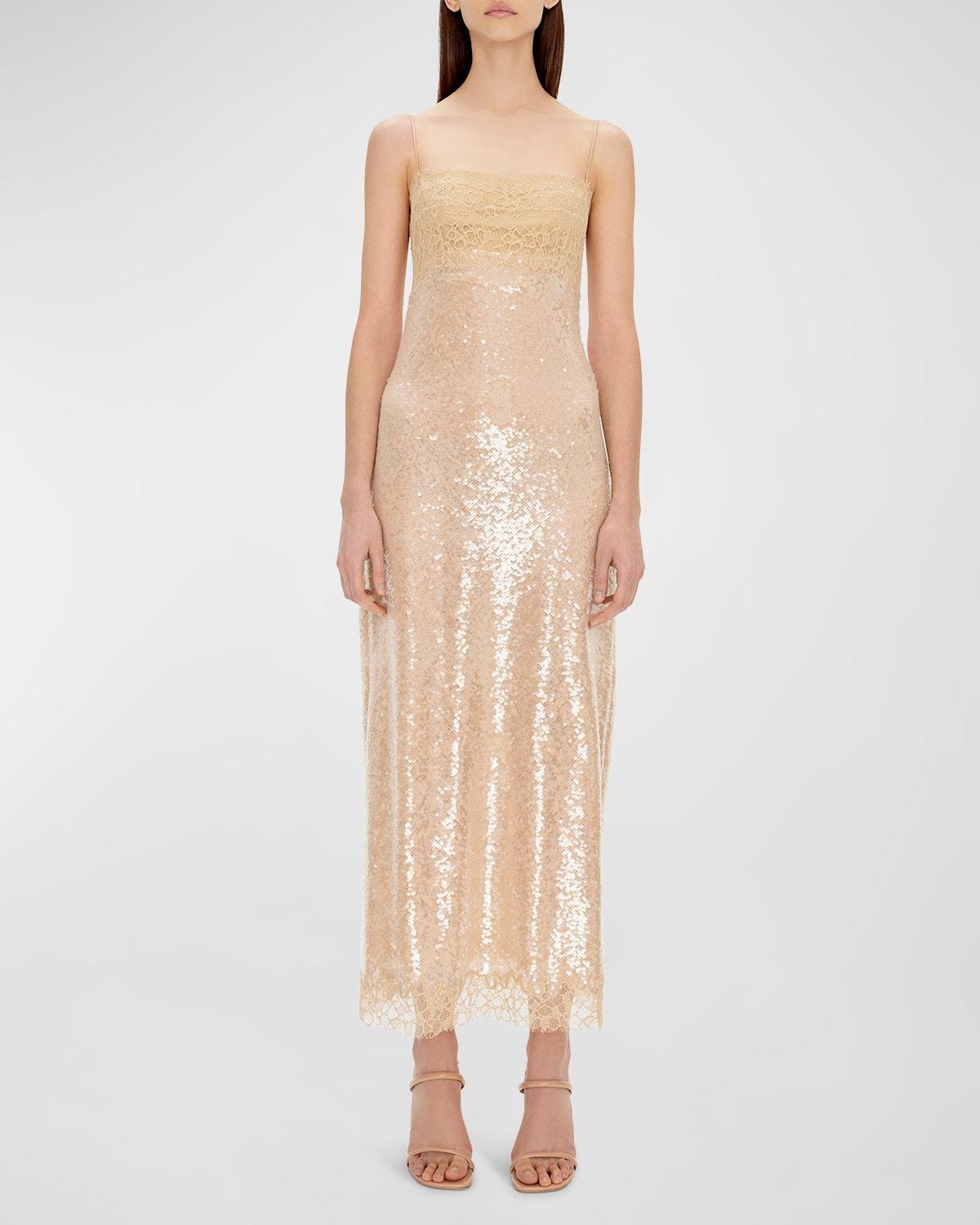 Womens Valentina Sequined & Lace Midi-Dress Product Image