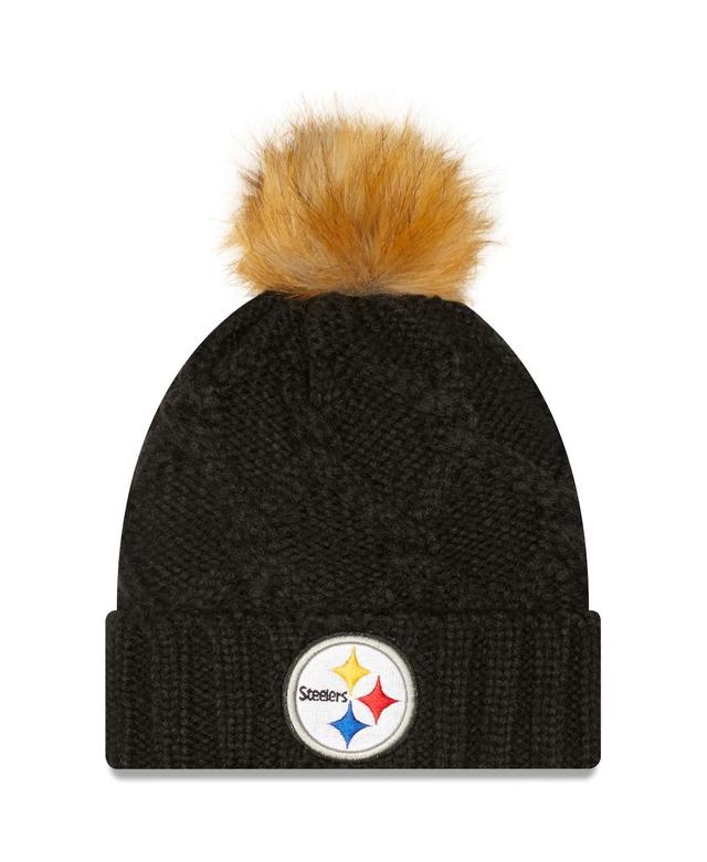 Womens Black Pittsburgh Steelers Luxe Cuffed Knit Hat with Pom Product Image