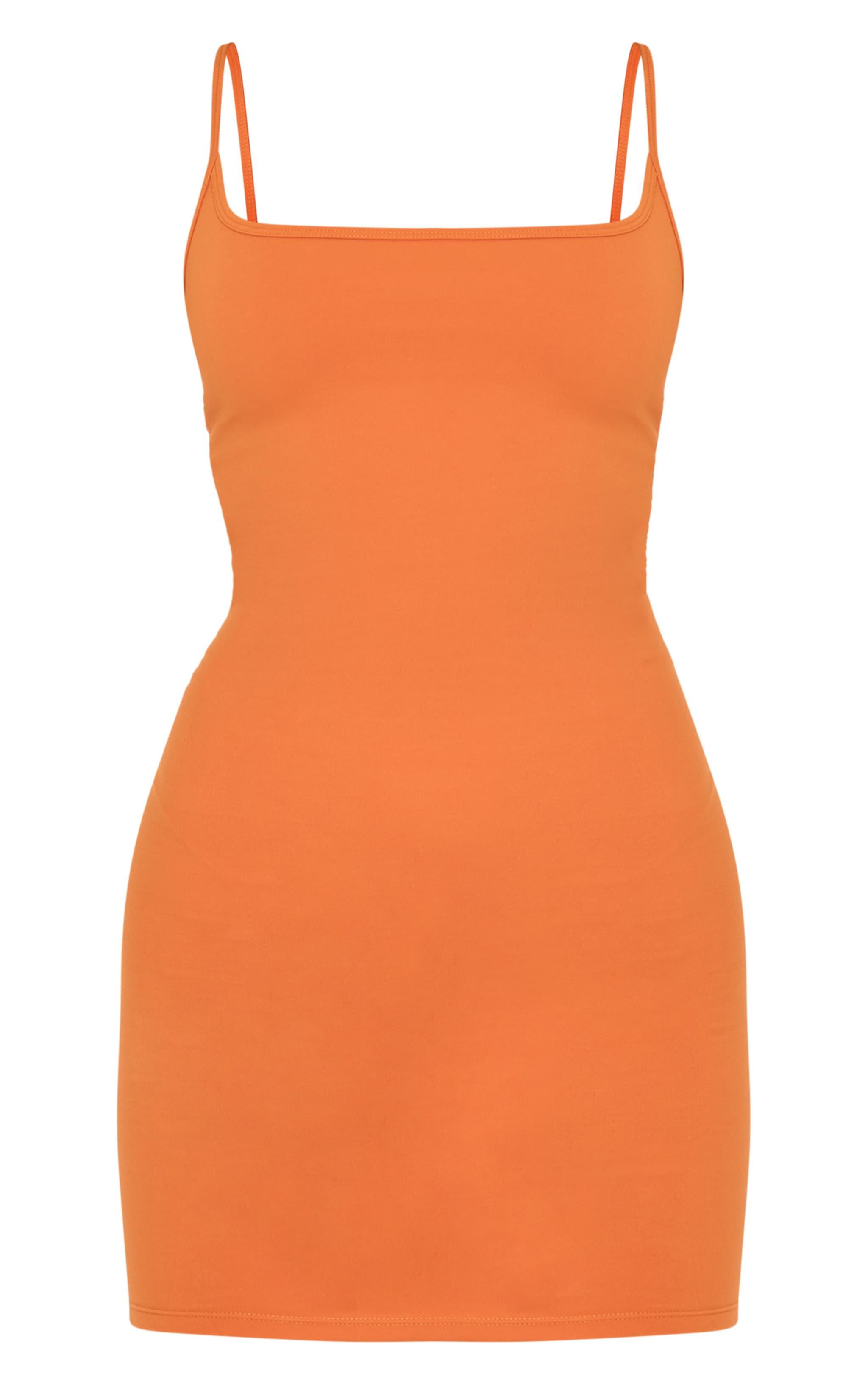 Orange Strappy Snatched Sculpt Bodycon Dress Product Image