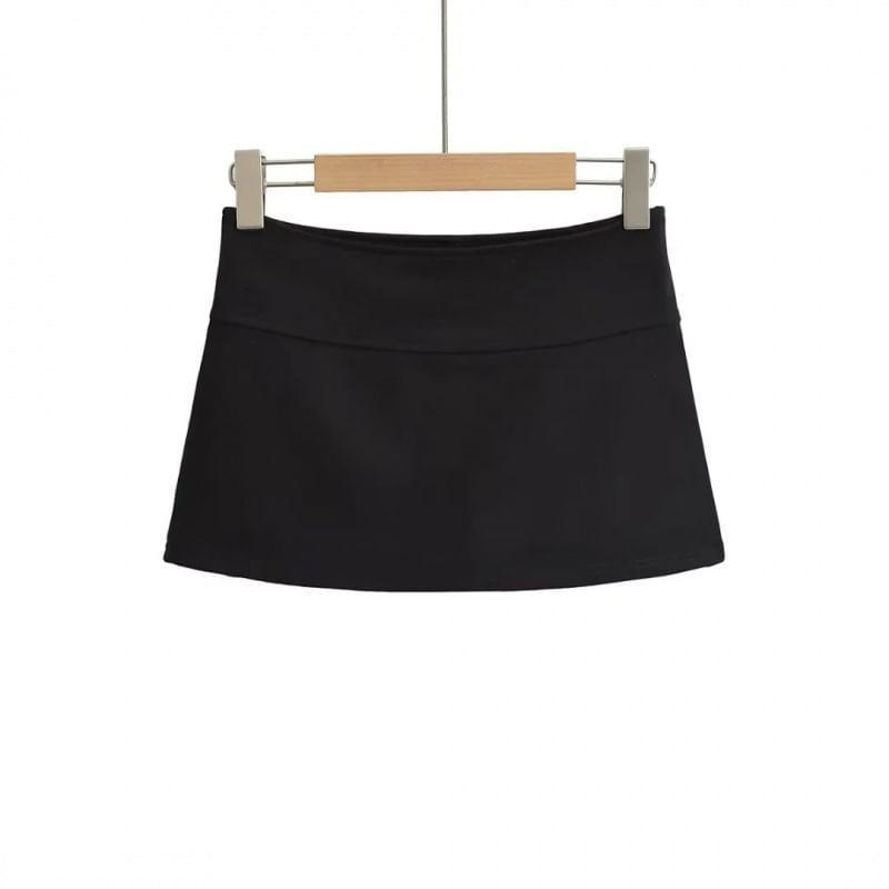 High Rise Plain A-Line Mini Skirt Product Image