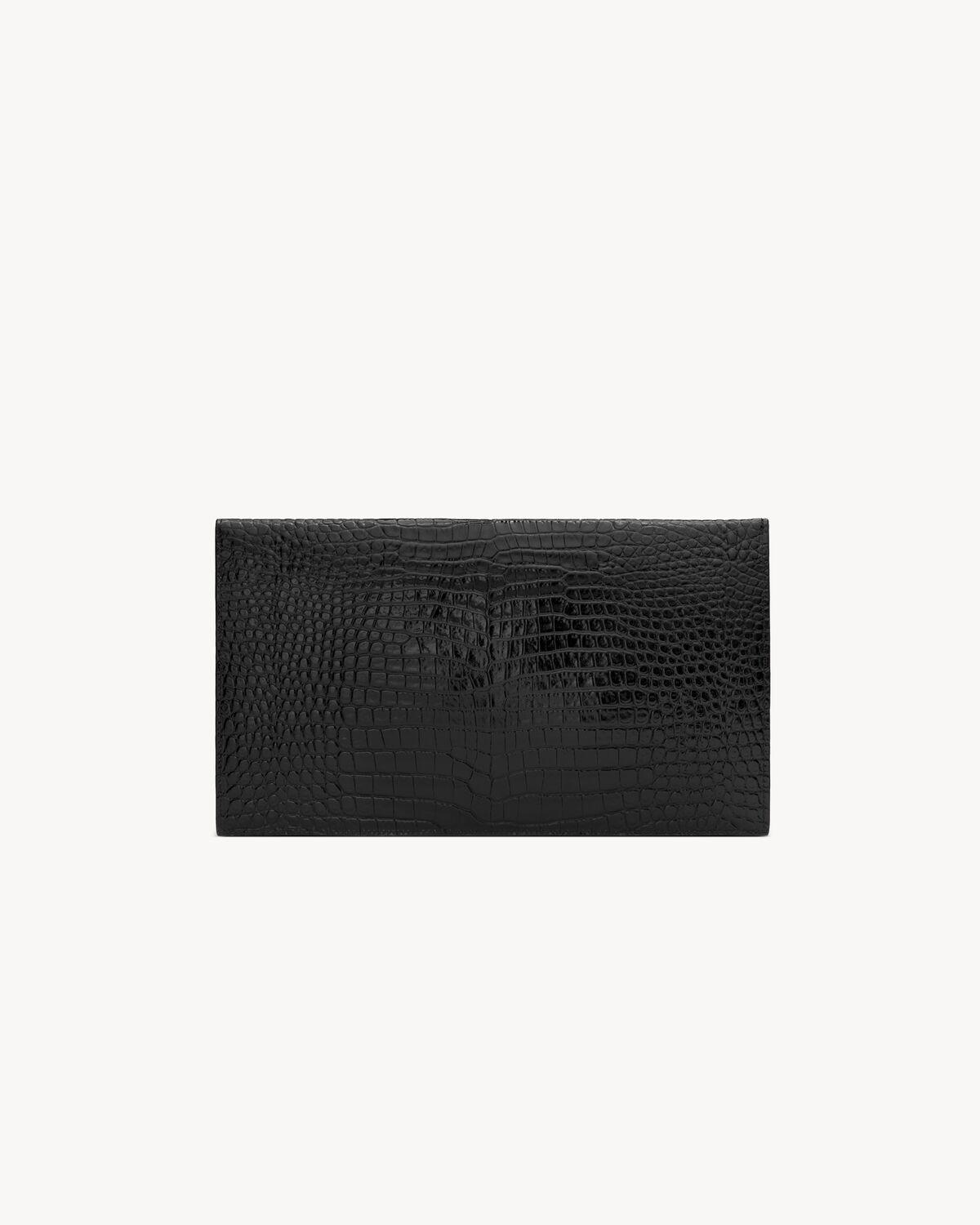 UPTOWN pouch in CROCODILE-EMBOSSED shiny leather | Saint Laurent | YSL.com Product Image