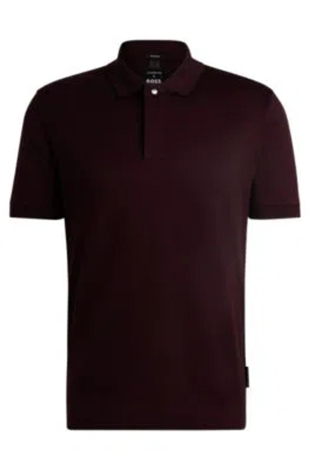 Porsche X Boss Striped Cotton-jacquard Polo Shirt With Tipped Collar In Light Red Product Image