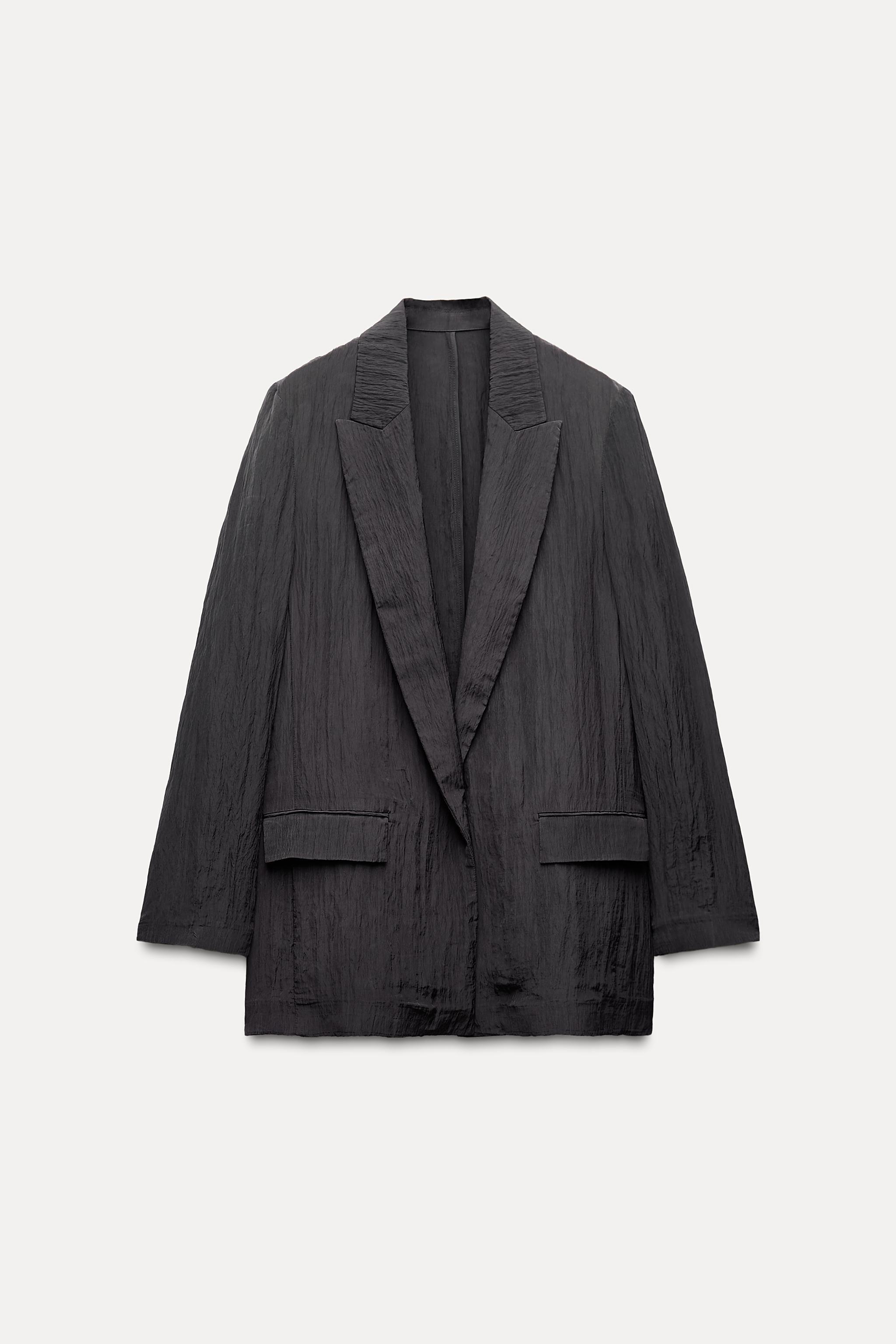 WRINKLE EFFECT OPEN FRONT BLAZER Product Image