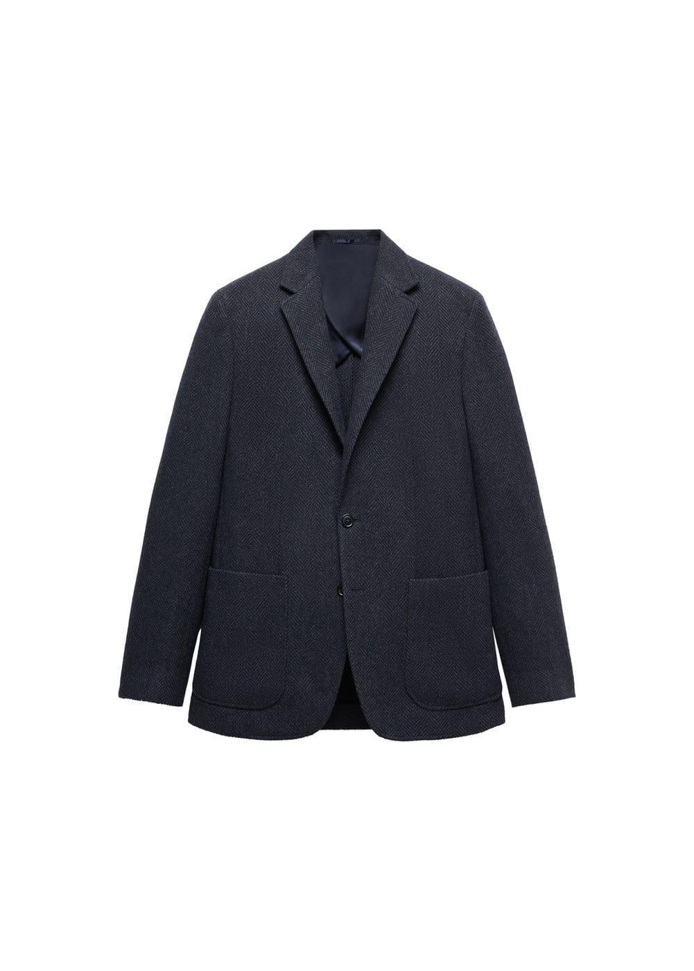 Mango Mens Slim-Fit Herringbone Wool Suit Jacket Product Image