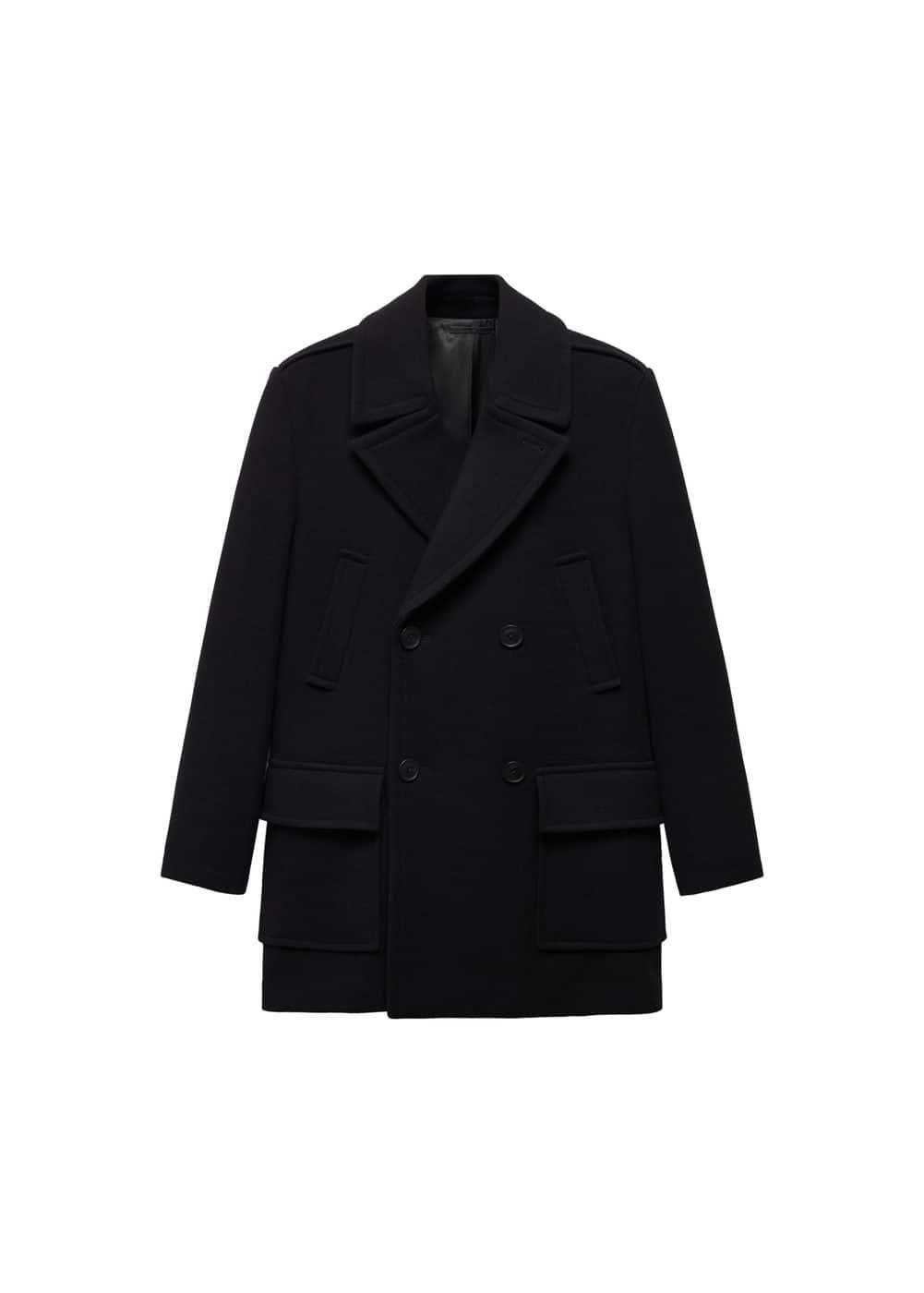 MANGO MAN - Recycled wool double-breasted coat blackMen Product Image