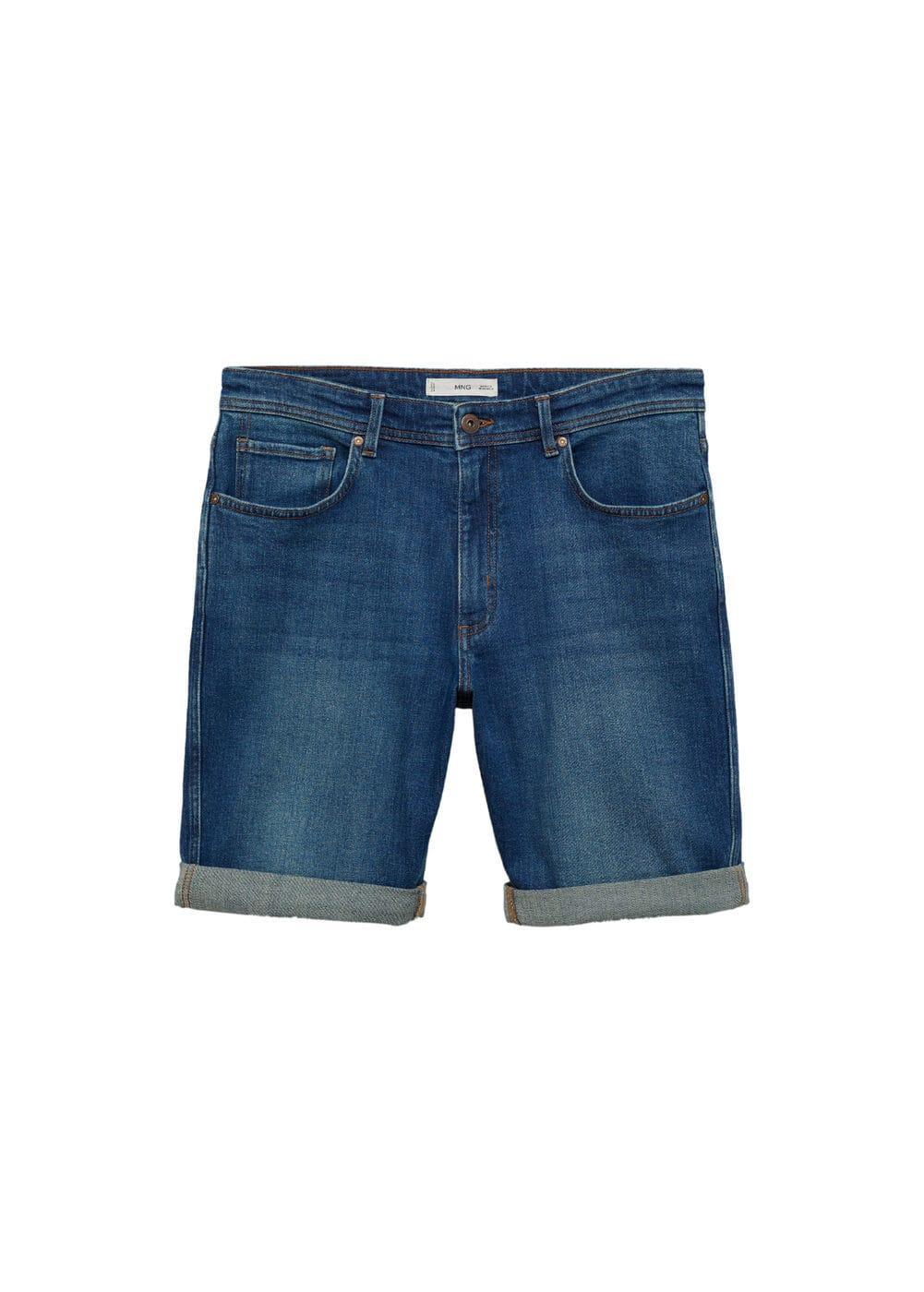 MANGO MAN - Slim-fit denim bermuda shorts dark blueMen Product Image