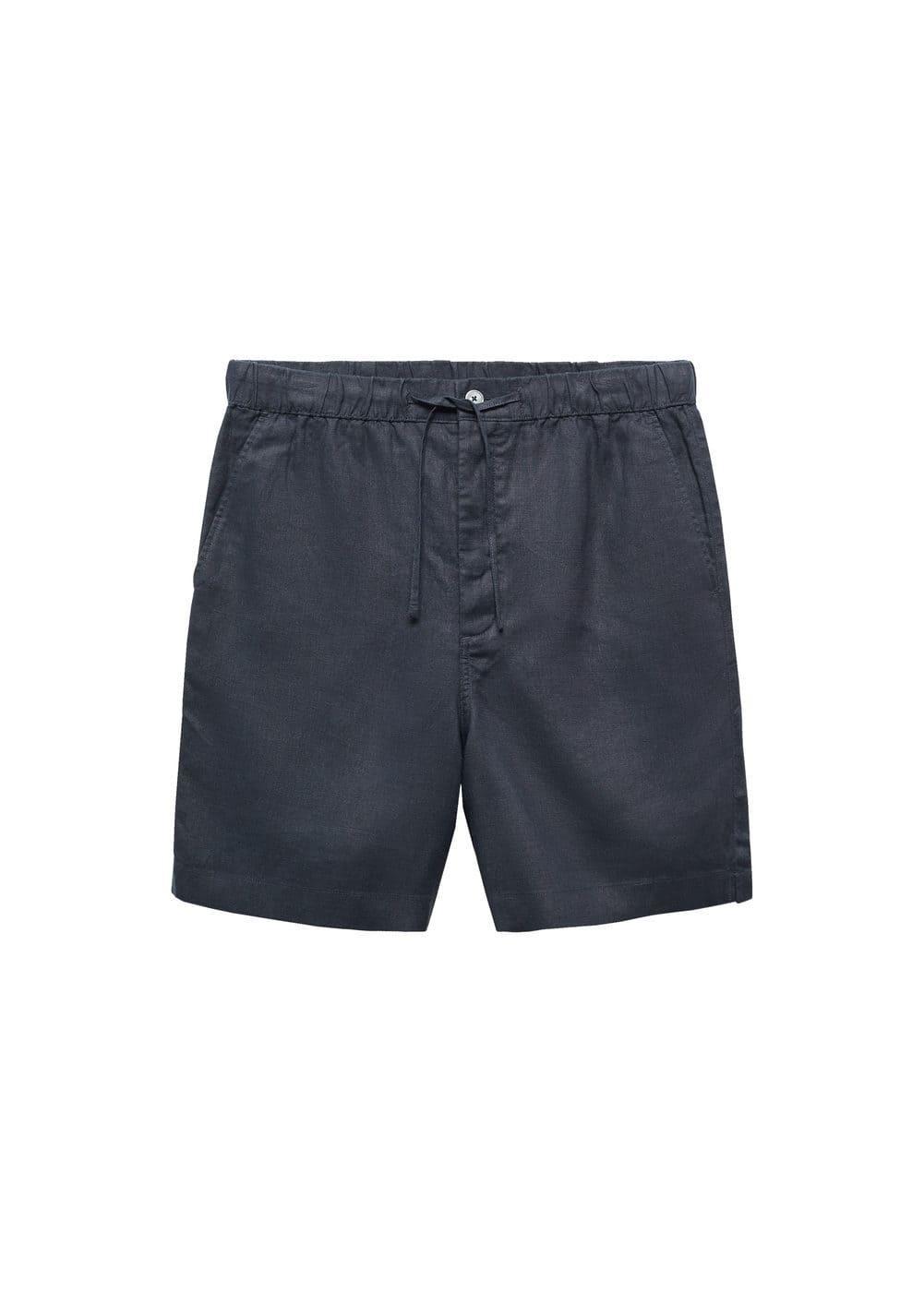 MANGO MAN - 100% linen bermuda shorts with drawstring navyMen Product Image