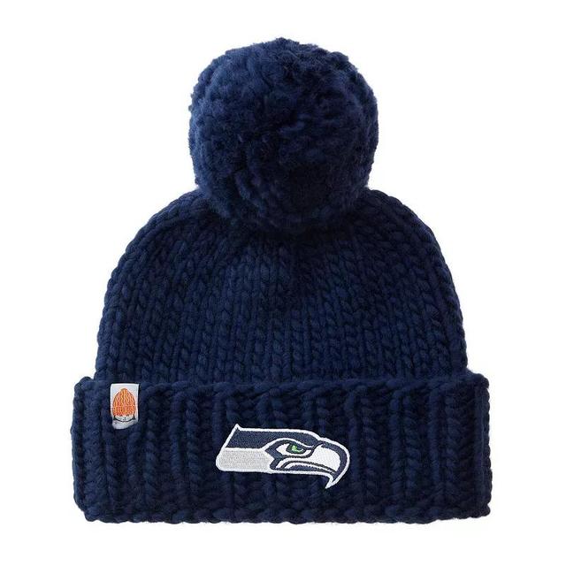 Womens Sh*t That I Knit Seattle Seahawks Team Logo Cuffed Knit Hat with Pom, Blue Product Image