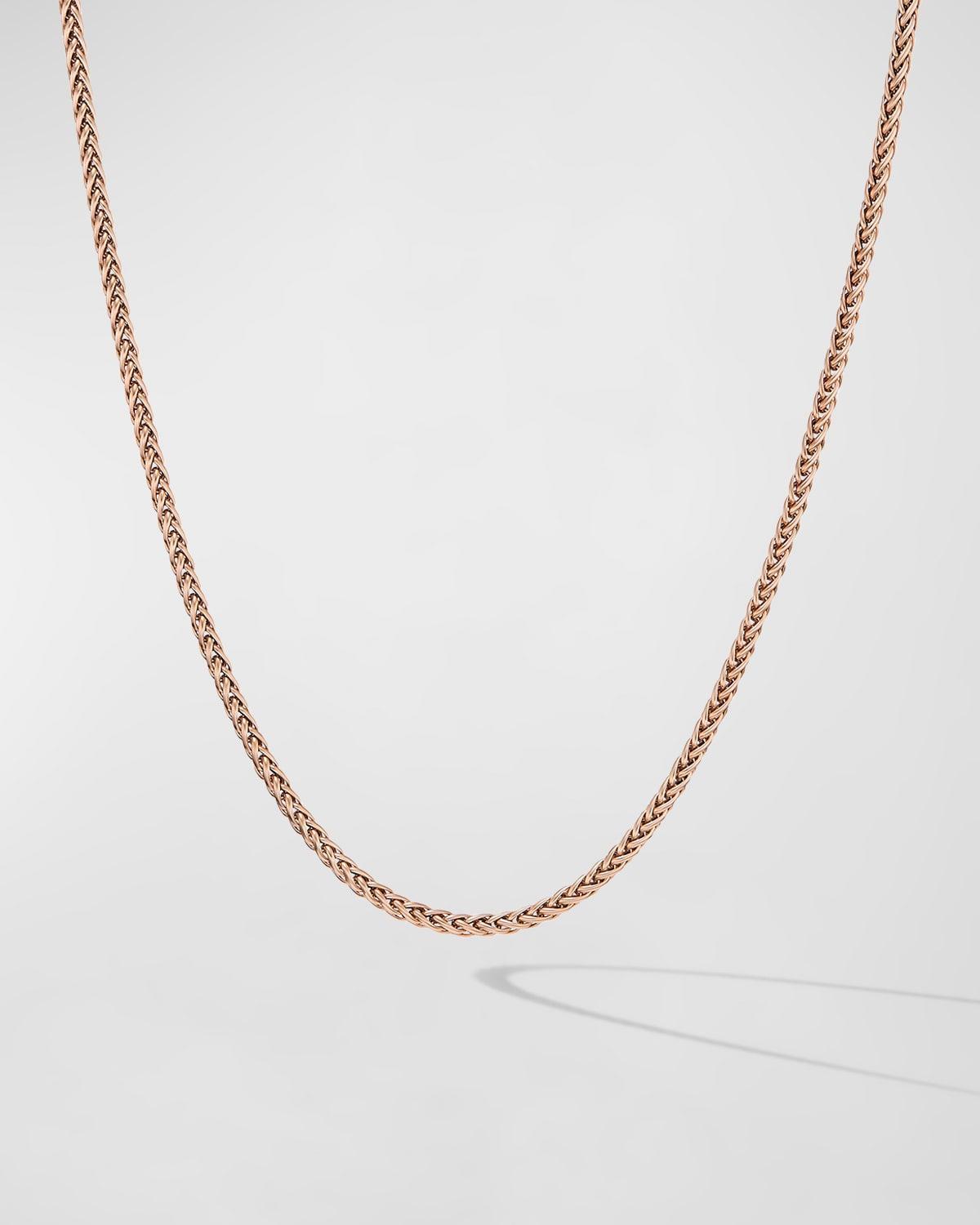 Mens Wheat Chain Necklace in 18K Rose Gold, 2.5mm, 22L Product Image