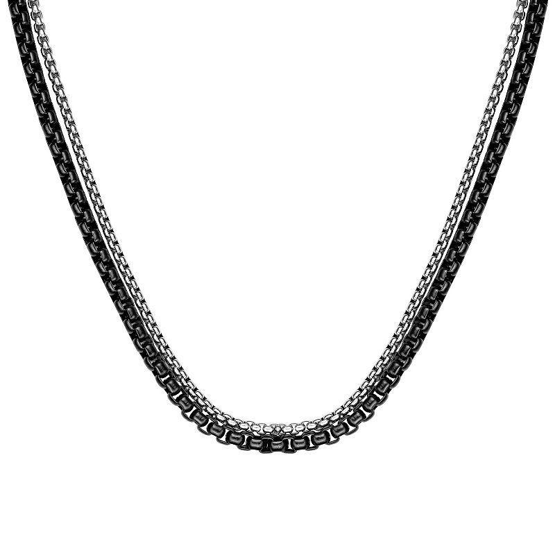 Mens LYNX Stainless Steel Layered Chain Necklace Two Tone Product Image