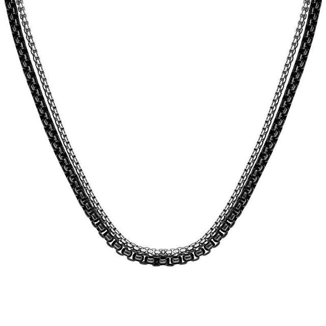 Mens LYNX Stainless Steel Layered Chain Necklace Two Tone Product Image