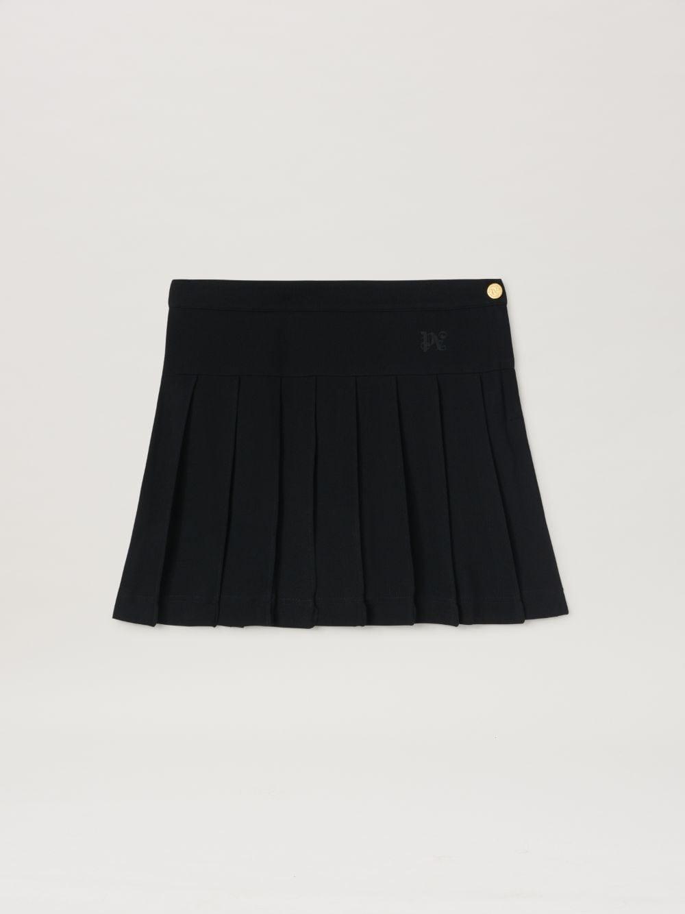 Monogram Pleated Skirt in black  - Palm Angels® Official  Product Image