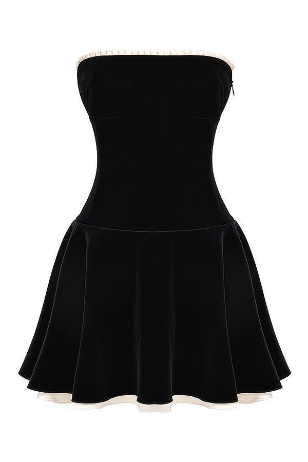 Marilla Black Velvet Strapless Dress Product Image