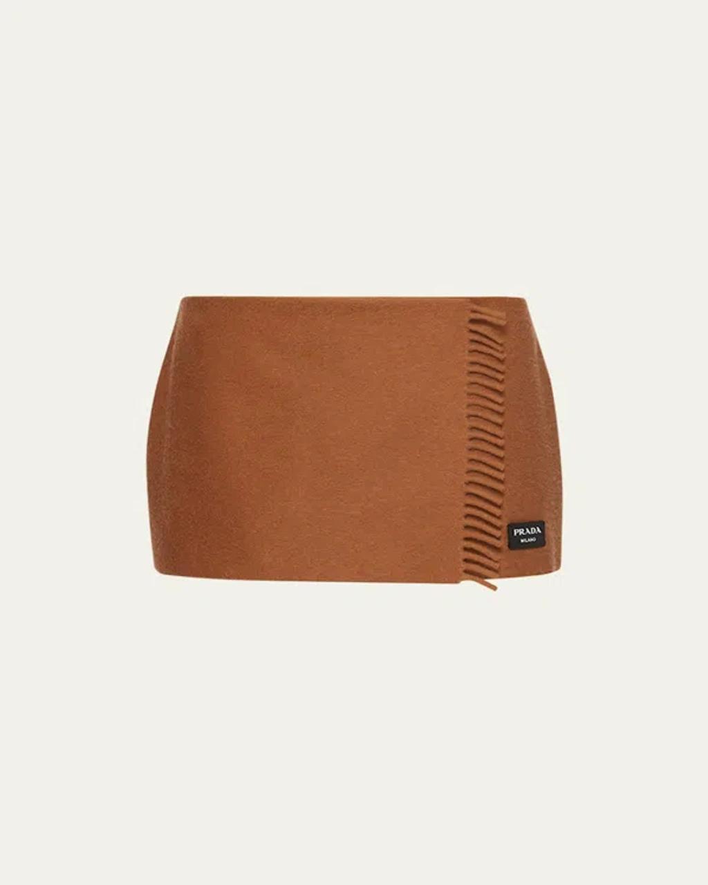 Fringed Cashmere Miniskirt In F0046 Cognac product image