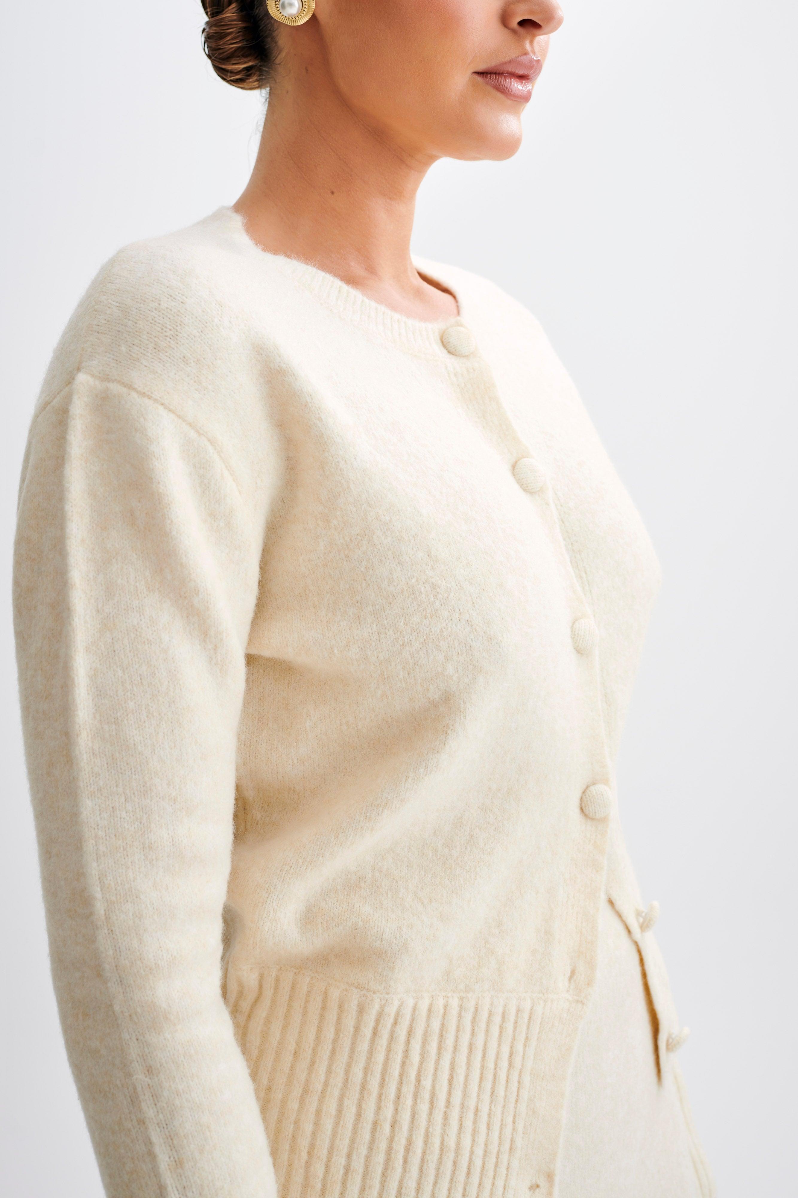 Genevieve Oversized Knit Cardigan - Cream Marle Product Image