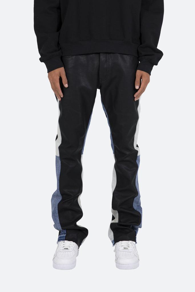 B417 Leather Flare Pants - Black/Blue Product Image