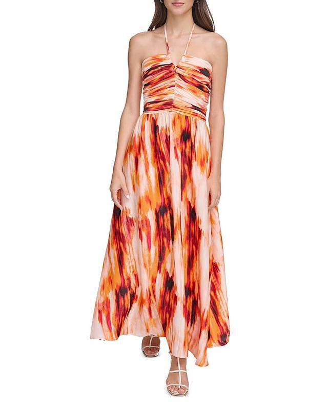 DKNY Tie Dye Halter Neck Satin Maxi Dress Product Image