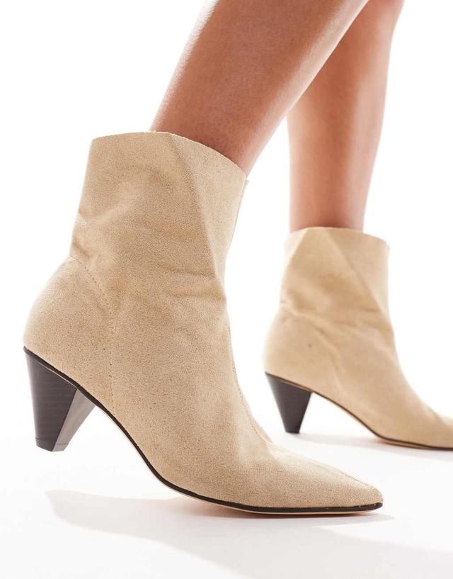 Truffle Collection cone heel ankle boots in sand Product Image