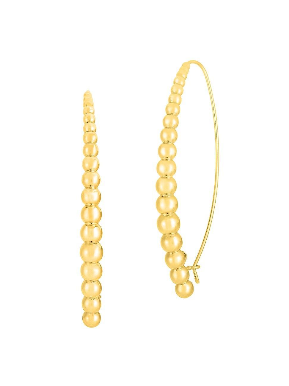 Womens Designer 18K Yellow Gold Graduated Bead Threader-Style Earrings Product Image