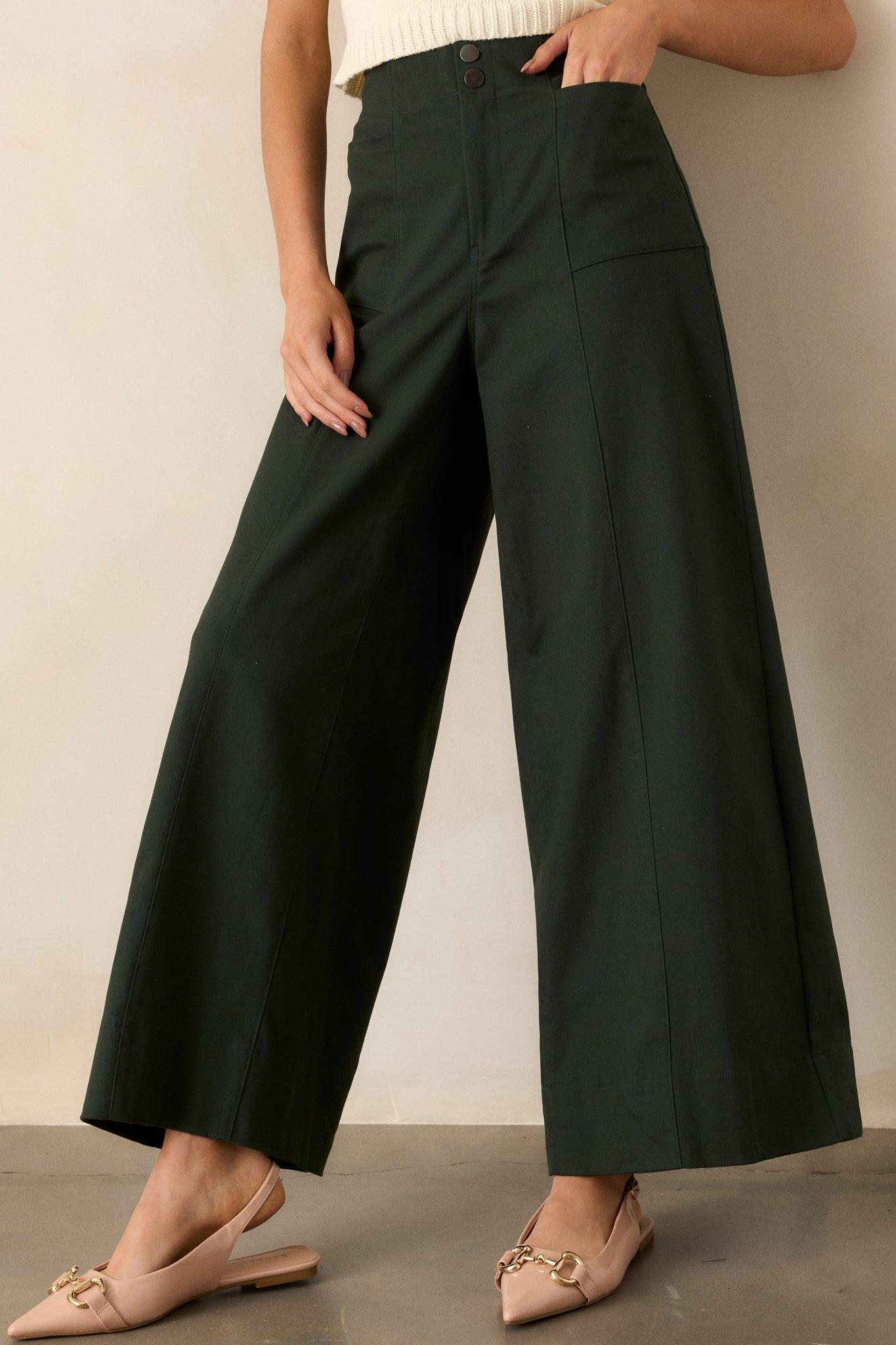 Daylight Glimmer Forest Green Wide Leg Pants Product Image