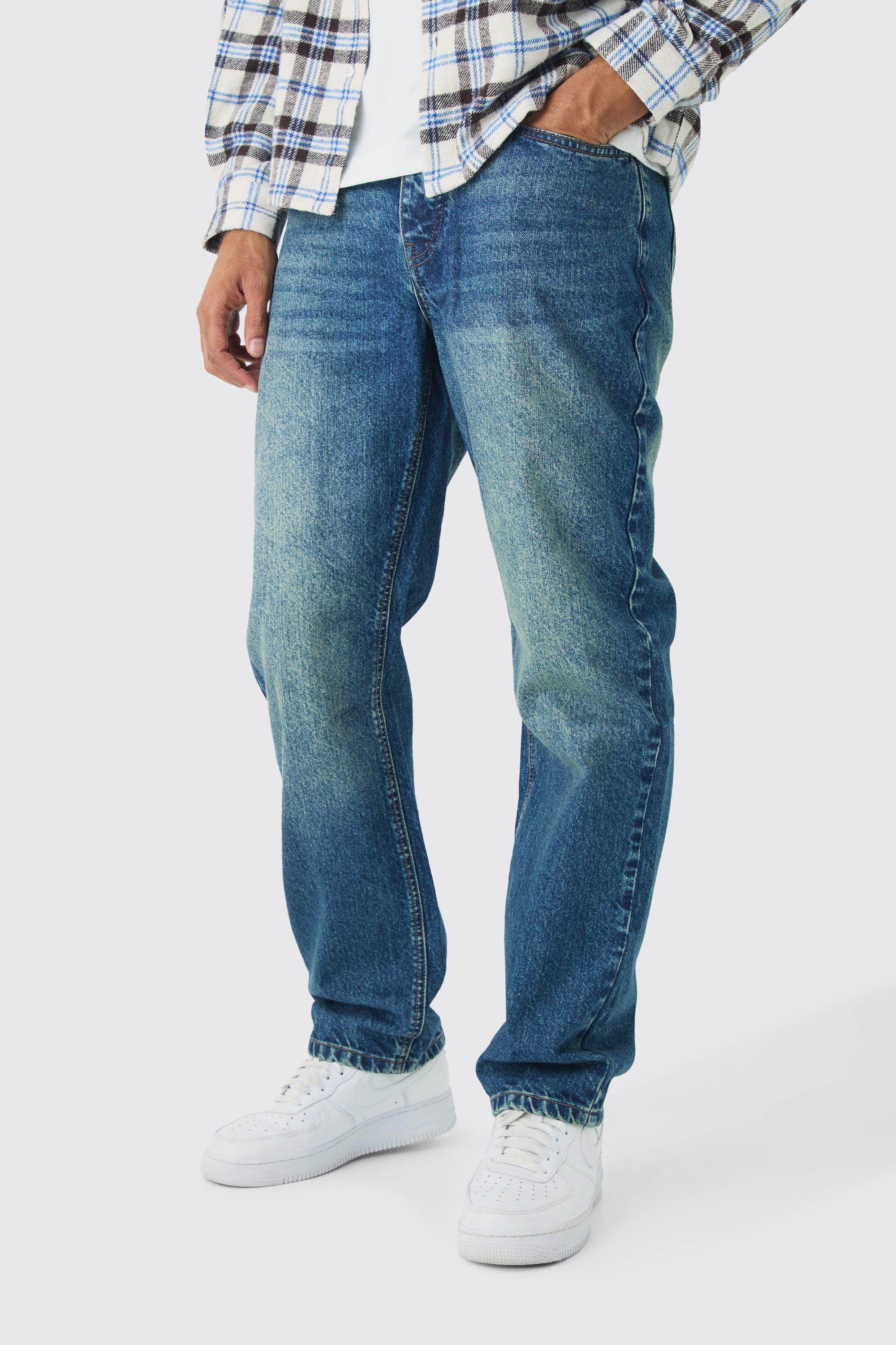 Relaxed Rigid Jean In Vintage Blue | boohooMAN USA Product Image