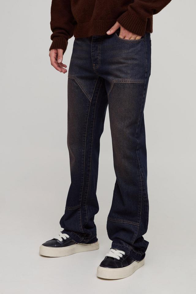 Slim Rigid Flared Carpenter Washed Jeans | boohooMAN USA Product Image