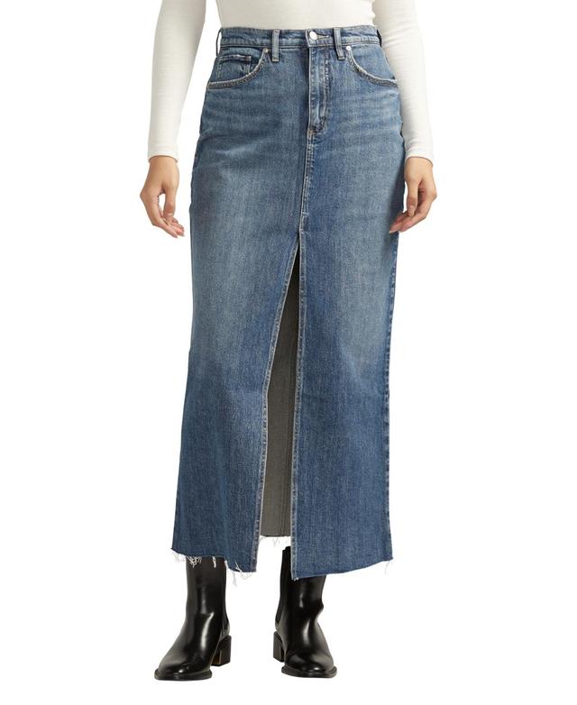 Silver Jeans Co. Womens Front-Slit Maxi Jean Skirt Product Image