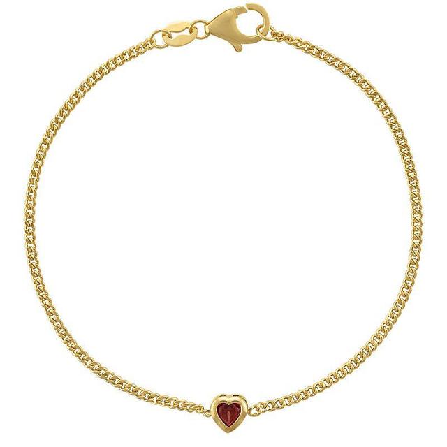 Designs by Gioelli 14k Gold Over Sterling Silver Gemstone Curb Chain Bracelet, Womens, Red Product Image