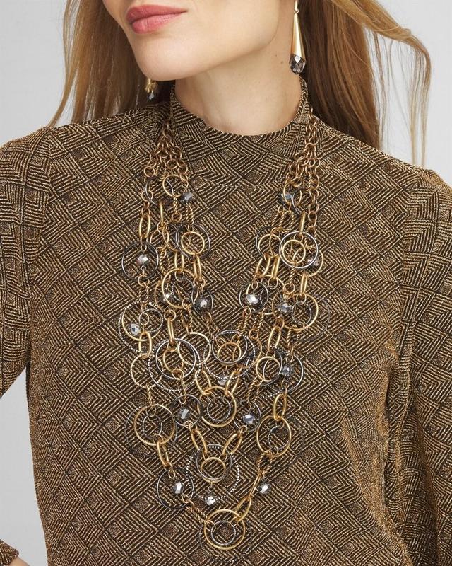 Mixed Metal Links Bib Necklace Product Image