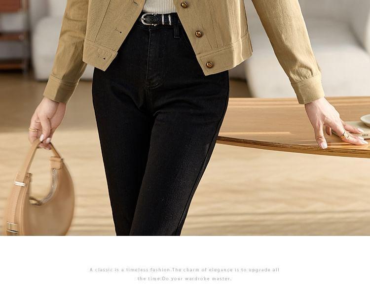 Collared Button-Up Plain Jacket Product Image